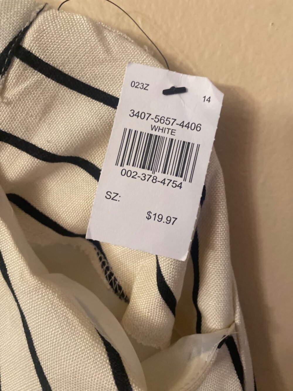 Like An Angel White Black Striped Pants NWT Large - Picture 7 of 7